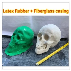 LATEX RUBBER MOLD + Fiberglass Casing Large Skull YKM-L5100 H:8”xW:6”xD:9” - Picture 1 of 10