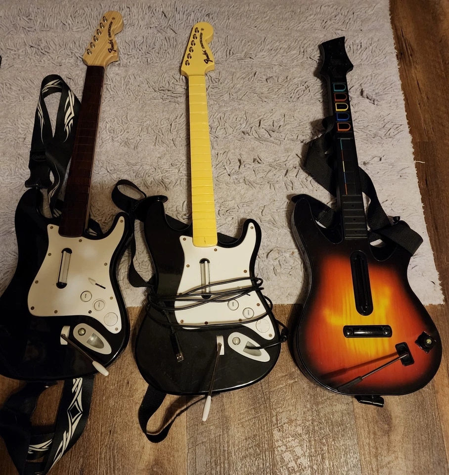 Xbox 360 Wireless/Wired Guitar Hero/Rockband Controller Lot - Image 1 of 1