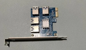 PCI-E to USB Adapter 4-port PCI-E X1 to USB 3.0 Riser Card Extender Board USA - Afbeelding 1 van 5