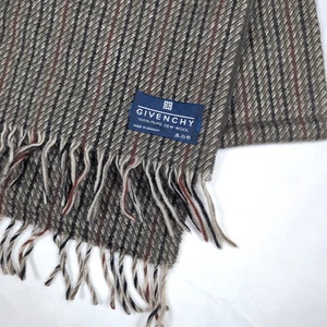 GIVENCHY Vintage braun gestreifter Schurwolle Schal 52" x 11" - Bild 1 von 5