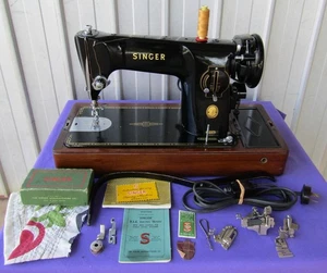 Singer 201K Sewing Machine Knee Lever Aluminium Heavy Duty 1954 Black Vintage - Picture 1 of 14