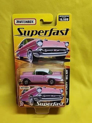 Coche de juguete Chevy Bel Air 1957 rosa Matchbox Superfast (2005) #37 nuevo de colección 🔥H Foto 1 de 4