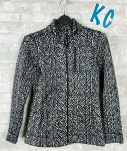 WOMEN'S MARC NEW YORK ANDREW MARC BLACK PATTERN ZIP UP JACKET FLEECE LINED SZ S - Picture 1 of 5