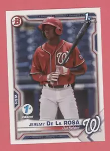 Jeremy De La Rosa 2021 Bowman 1st Edition 1ST BOWMAN Rookie #BFE-25 NATIONAL QTY - Picture 1 of 2
