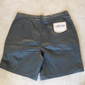 Pantalones Cortos Cherokee Para Hombre Verde Oliva Plisados Delanteros Calce Relajado Talla 42 NUEVO - Imagen 1 de 3