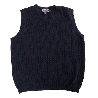 Мужской винтажный льняной хлопковый жилет Ralph Lauren Chaps 90-х годов Y2K Cable опрятный размер M - Изображение 1 из 4