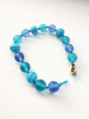 Неисправный стеклянная бусина браслет морской синий облачный бирюзовый - Изображение 1 из 3