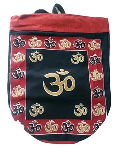 Heavy Cotton Yoga Gym Back Pack, OM Design Red and Black World Shipping - Picture 1 of 3