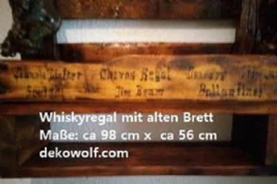 Whiskyregal mit Branding Wandbar mit Deko Beleuchtung Gläserfach Brandmalerei - Bild 1 von 4