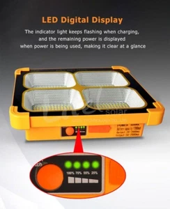 10400mAH Solar Rechargeable LED Flood Light Portable Flash Battery Hurricane - Picture 1 of 9