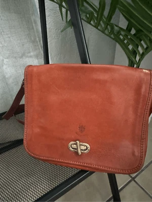 Bolso Bandolera Vintage Cuero Marrón Italia Italiano Boho Western Foto 1 de 4