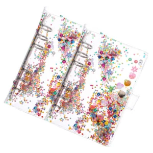 2 Pcs Refillable Book Protector Clear Glitter Binder Notebooks Office - Picture 1 of 12