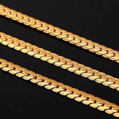 18K Gold Filled Tarnish-Resist 6mm Wide Italian Snake Curb Link Chain Necklace - Image 1 of 2
