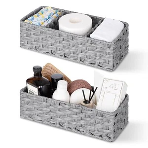 Bathroom Toilet Organizer Wicker Basket For Storage Wicker Baskets For Shelves W - Picture 1 of 7