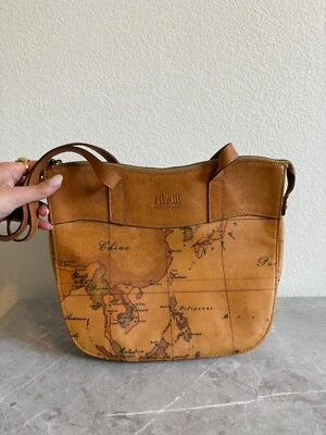 Bolso de hombro Alviero Martini 1A Classe para mujer mapa del mundo marrón - Leer Foto 1 de 4