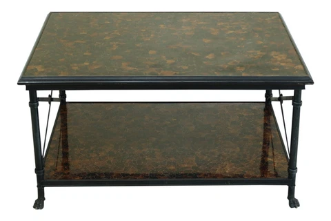 F49396EC: MAITLAND SMITH Regency Style Iron & Bronze Base Coffee Table Cover