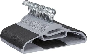 Rubber Coated Plastic Hangers, Pack of 50, Gray - Picture 1 of 6
