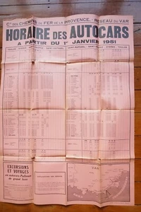 1951 Chemins De Fer Autocars Original Eisenbahn Fahrplan Plakat Frankreich - Bild 1 von 7