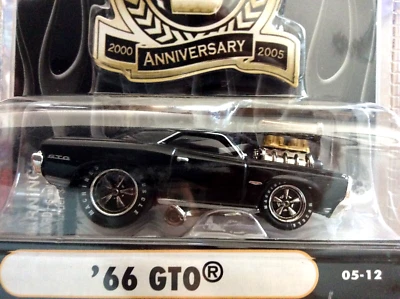 MUSCLE MACHINES 5TH ANNIVERSARY  1966 PONTIAC GTO - 1/64 DIECAST 66 GTO - BLACK - Image 1 of 3