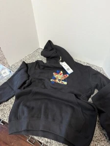 ADIDAS YOUTH XL BLACK HOODIE SWEATSHIRT NWT RETAIN $50 - Picture 1 of 7