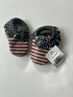 Свежесобранные кожаные мокасины Born in the USA с американским флагом детская обувь размер 3 - Изображение 1 из 4