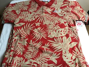 Bud Racing Embroidered Hawaiian Shirt Budweiser Size Medium Red 100% Cotton NEW - Picture 1 of 3