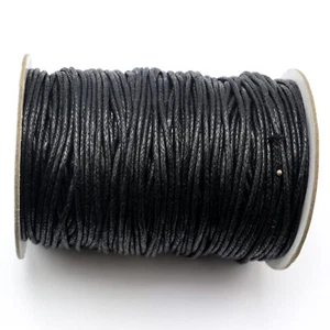 77 Yards/Roll Black Waxed Cotton Cord Beading String Thread 1.5mm Necklace Rope - Picture 1 of 4