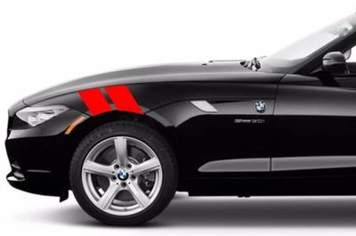 4" Fender RACING STRIPES Decals also Gun Metal2 Carbon Fiber vinyl (Fits BMW Z4) - Image 1 of 4