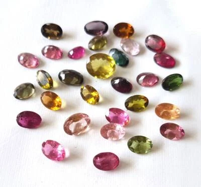 5X3MM-7X5MM NATURAL MULTI TOURMALINE OVAL CUT FACETED LOOSE GEMSTONE FOR JEWELRY - Image 1 of 4