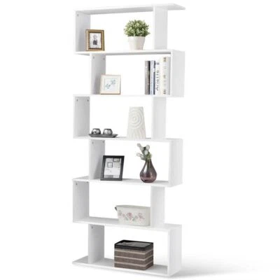 BAKAJI Libreria Design Moderna Scaffale 6 Ripiani 190 x 80 x 24 cm Casa Ufficio Bianco