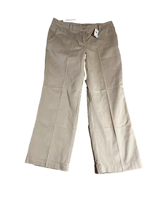 L.L. Bean Pants Chino Women’s sz  16  Khaki Flat Front NEW - Image 1 of 4