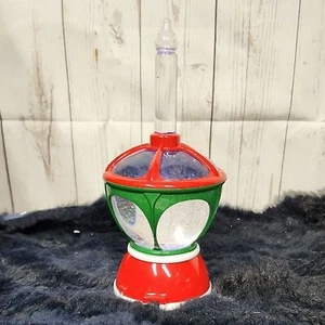 Red and Green glitter Globe Lamp with faux candle - Picture 1 of 6