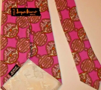 Corbata ancha de seda psicodélica MOD rosa JACQUES LEONARD Paris años 70 de colección  Foto 1 de 2