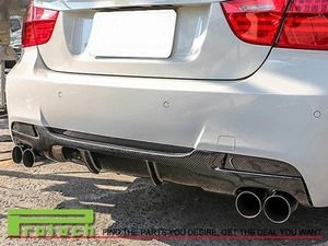 Difusor trasero de fibra de carbono tipo P se adapta solo al parachoques 06-11 BMW E90 E91 335i M-Sport - Imagen 1 de 3