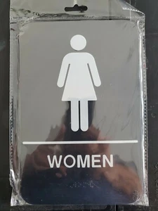 Women's Braille ADA Restroom / Bathroom Sign - Double Sided Tape - (BLACK - 6x9) - Picture 1 of 2