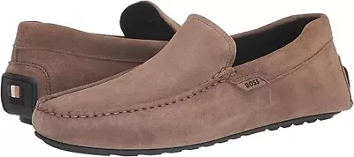 Hugo Boss Hombres Zapatos Noel Gamuza Mocasín BOSS Sin Cordones Logo Mocasines Talla 10 Nuevos Foto 1 de 4