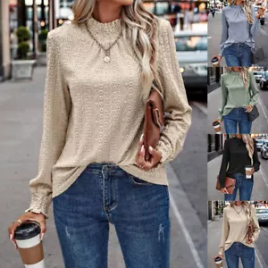 Womens Long Sleeve Floral T Shirt Blouse Ladies Work Party Casual Tunic Tops Tee - Picture 1 of 22