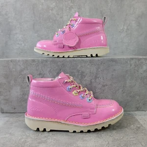 Kickers Niñas Botas Talla UK 11/29 Rosa Brillo Botines - Imagen 1 de 16