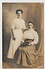 Rppc Real Photo Postcard Victorian Fashion Two Women Book Studio Pose 1912 Azo