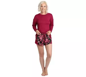 Catherine Malandrino Long-Sleeve Top and Satin Sexy Shorts Pajama Lounge Set NEW - Picture 1 of 5