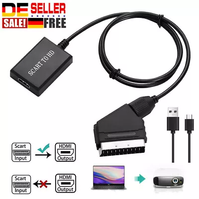 SCART zu HDMI Konverter SCART auf HDMI Adapter Video Audio Konverter Videokabel  - Bild 1 von 4