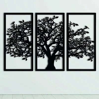 Árbol de la Vida 3 Paneles, Arte de Pared de Árbol de Metal, Letrero de Árbol, Decoración de Pared de Metal, 3 Piezas Foto 1 de 4