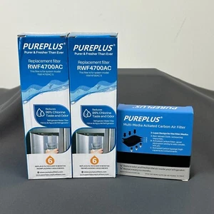 PurePlus RWF4700AC Water Filter 2 Pack And AF004 Carbon Air Filter 3 Pack - Picture 1 of 10