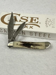 Case xx Knife Peanut 77467 Damascus Vintage Bone Pocket Knives - Picture 1 of 5