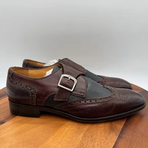 Paul Fredrick Mens Sz 8 M Brown Two Tone Single Buckle Monk Strap Dress Shoes - Picture 1 of 11