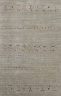 Tribal Gabbeh Area Rug Hand-knotted Wool Rug 5x8 ft - Image 1 of 4