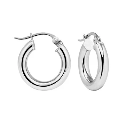 Pendientes de aro pequeños de plata de ley 925 de 15 mm para hombres y mujeres niños de 3 mm de grosor Foto 1 de 2