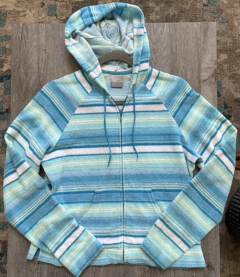 Chaqueta de material de tela de rizo con cremallera Nike para mujer rayas azules Foto 1 de 2