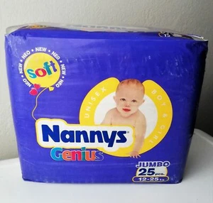 Vtg Nannys Genius 25 Diapers pack Sz Jumbo 12-25 kg (26-55 lbs) - Picture 1 of 4