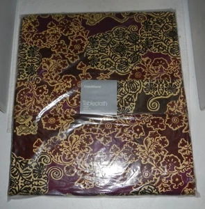 Crate and Barrel Tablecloth Sybill Print Rectangular 60"X90" Maroon Gold Brown - Picture 1 of 5